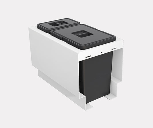 Tanova Pull Out Kitchen Bin 300mm Cab - Drawer Insert Frame & Buckets White and Charcoal