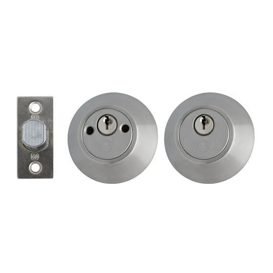 MILES NELSON DOOR HANDLES PRO SERIES SINGLE AND DOUBLE CYLINDER DEADBOLT SATIN NICKEL FINISH