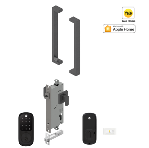 YALE ASSURE KEYED SMART-READY LOCK WITH APEX 143 x 300 ENTRANCE SET MATT BLACK & SATIN NICKEL