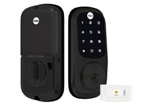 YALE ASSURE KEYED SMART-READY LOCK WITH APEX 143 x 300 ENTRANCE SET MATT BLACK & SATIN NICKEL