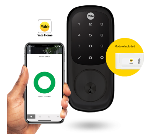 YALE ASSURE KEYED SMART-READY LOCK WITH APEX 143 x 300 ENTRANCE SET MATT BLACK & SATIN NICKEL