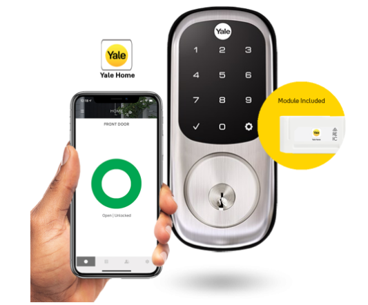 YALE ASSURE KEYED SMART-READY LOCK WITH APEX 143 x 300 ENTRANCE SET MATT BLACK & SATIN NICKEL