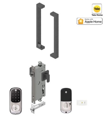 YALE ASSURE KEYED SMART-READY LOCK WITH APEX 143 x 300 ENTRANCE SET MATT BLACK & SATIN NICKEL