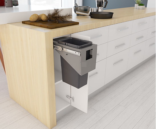Tanova NZ Simplex Pull Out Soft Close Kitchen Bin - Width 200mm ,300mm and 350mm Behind Door Handle type Cabinet - 1 x 8Litre , 1 x 10Litre ,1 x 12Litre ,1 x 15Litre ,1 x 18Litre & 1 x 24Litre