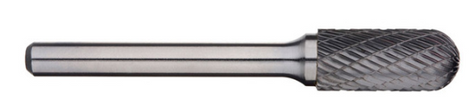 Trucut Heavy Duty Alpha 1/2" Cylindrical Ball Nose Carbide Burr Aluminium Cut - 1/4" Shank & 6" Long Series