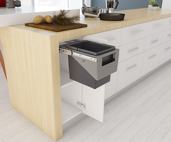 Tanova NZ Simplex Pull Out Soft Close Kitchen Bin - Width 200mm ,300mm and 350mm Behind Door Handle type Cabinet - 1 x 8Litre , 1 x 10Litre ,1 x 12Litre ,1 x 15Litre ,1 x 18Litre & 1 x 24Litre