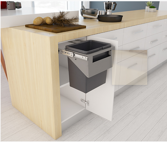 Tanova NZ Simplex Pull Out  Soft Close Kitchen Bin - Width 200mm ,300mm and 350mm Behind Door Handle type Cabinet - 1 x 8Litre , 1 x 10Litre ,1 x 12Litre ,1 x 15Litre ,1 x 18Litre & 1 x 24Litre