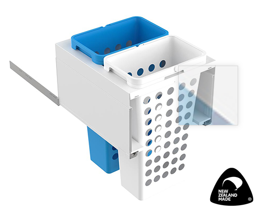 Tanova NZ Designer Soft Close Laundry - 800mm,600mm & 450mm Cabinet - 2 x 65Litre ,2 x 36Litre β White ,Blue & White