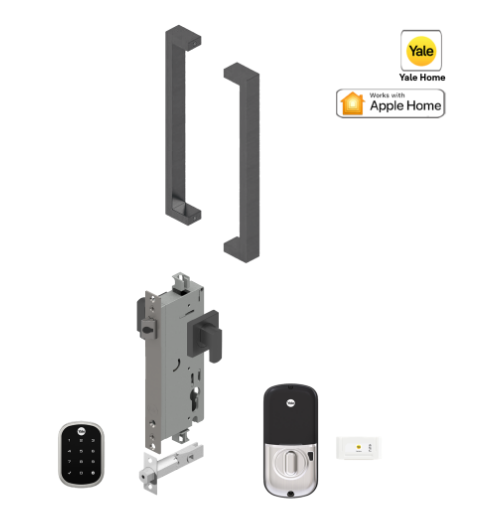 YALE ASSURE SL (Keyless) SMART-READY LOCK WITH APEX 143 x 300 ENTRANCE SET MATT BLACK & SATIN NICKEL