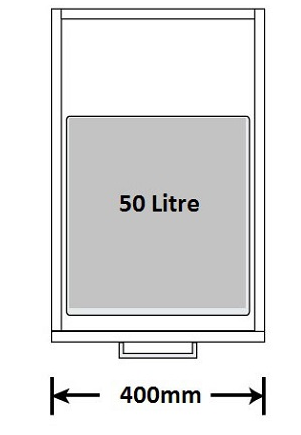 Tanova NZ Pull Out  Soft Close Laundry Basket - 400mm Cabinet  Behind Door ( handle type ) & Drawer Front  – 1 x 50Litre Hamper| Fit