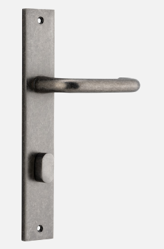 Iver Door Lever Oslo 13844 Rectangular Back Plate Distressed Nickel - Passage ,Privacy & Entrance