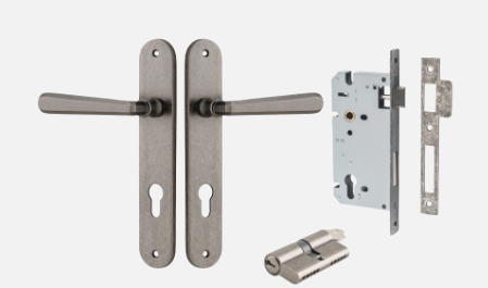 Iver Copenhagen Door Lever 13876 Oval Backplate Distressed Nickel - Passage ,Privacy & Entrance