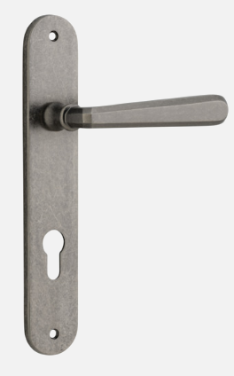 Iver Copenhagen Door Lever 13876 Oval Backplate Distressed Nickel - Passage ,Privacy & Entrance