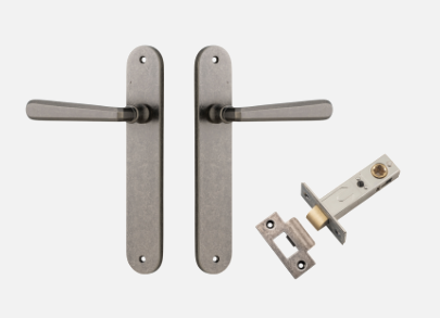 Iver Copenhagen Door Lever 13876 Oval Backplate Distressed Nickel - Passage ,Privacy & Entrance