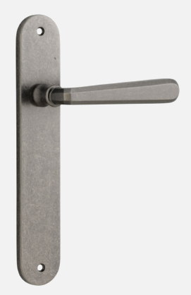 Iver Copenhagen Door Lever 13876 Oval Backplate Distressed Nickel - Passage ,Privacy & Entrance