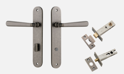 Iver Copenhagen Door Lever 13876 Oval Backplate Distressed Nickel - Passage ,Privacy & Entrance