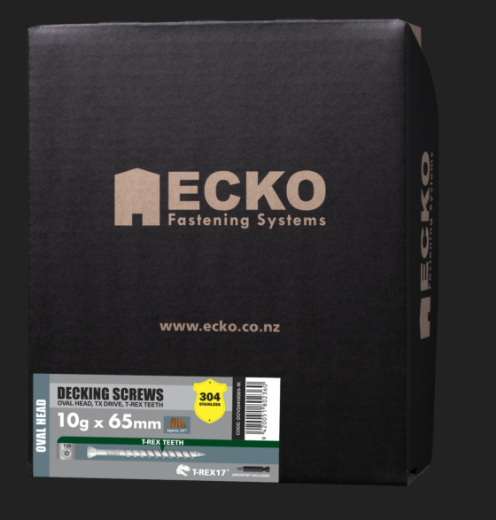 Ecko Decking Screws Oval Head T-REX17-304Stainless Steel 10G -60,65,75 mm Pack of 1K