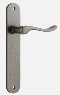 Iver Stirling Door Lever 13924 Oval Backplate Distressed Nickel - Passage ,Privacy & Entrance