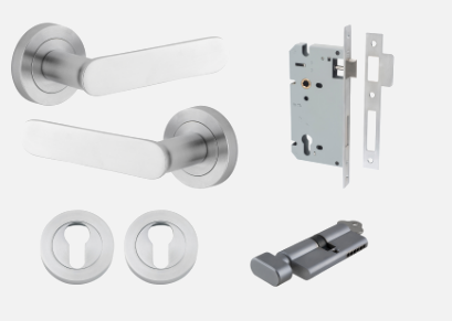 Iver Bronte Door Lever 0335 Round Rose Brushed Chrome - Passage ,Privacy & Entrance