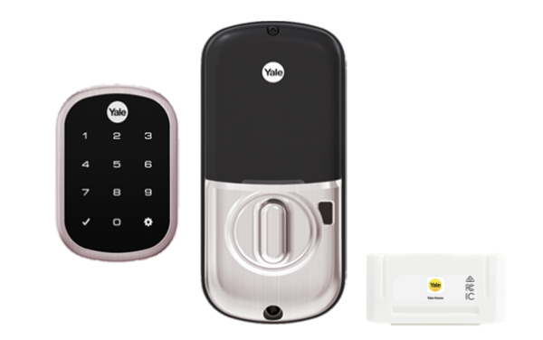 YALE ASSURE SL (Keyless) SMART-READY LOCK WITH APEX 143 x 450 ENTRANCE SET SATIN NICKEL & MATT BLACK
