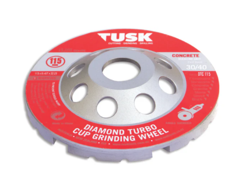 Tusk Heavy Duty Diamond Turbo Cup Wheel 105mm x 6 x 6T ,115mm x 6 x 6T x 22.23 & 125mm x 6 x 8T x 22.23