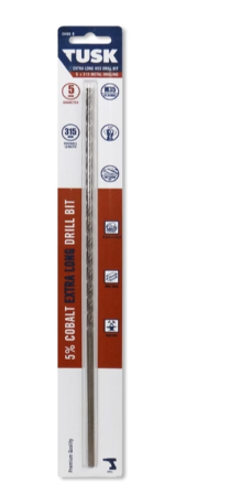 Tusk Heavy Duty Extra Long HSS Drill Bit Length - 315mm x 8mm ,10mm ,12mm & 13mm M35 135 degree