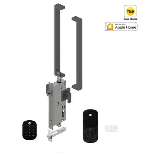 YALE ASSURE SL (Keyless) SMART-READY LOCK WITH APEX 143 x 450 ENTRANCE SET SATIN NICKEL & MATT BLACK