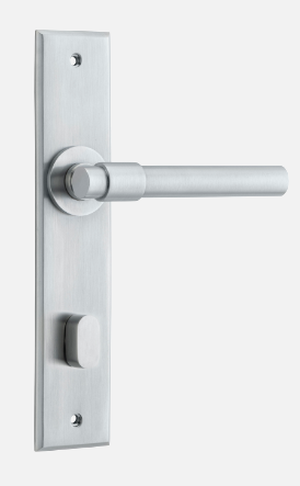 Iver Helsinki Door Lever 12402 Stepped Backplate Brushed Chrome - Passage ,Privacy & Entrance