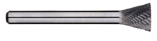 Trucut Heavy Duty Alpha 1/2" (1/4" Shank - 28º) & 5/8" (1/4" Shank - 5/8" Flute ,1/4" Shank - 3/4") Inverted Taper Carbide Burr