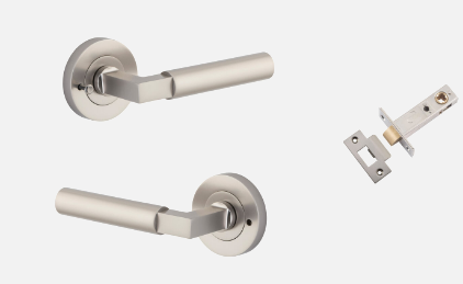 Iver Berlin Door Lever 0349 Round Rose Satin Nickel - Passage ,Privacy & Entrance