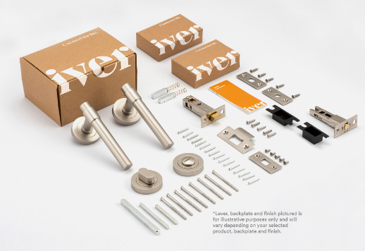 Iver Brunswick Door Lever 0354 Round Rose Polished Chrome - Passage ,Privacy & Entrance