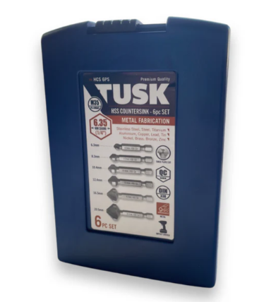 Tusk Heavy Duty HSS Countersink QC Hex M35 5% Cobalt -10/14.4/20.5 ,20.5/25/31 & 6.3/8.3/10.4/12.4/16.5/20.5 3pc Set & 6pc set