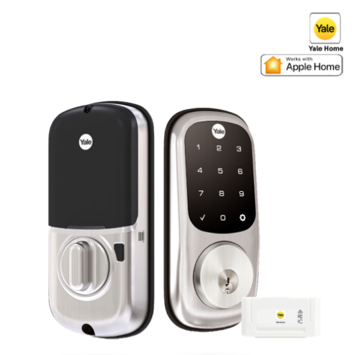 YALE ASSURE KEYED SMART-READY LOCK WITH APEX 145X375 ENTRANCE SET SATIN NICKEL & MATT BLACK