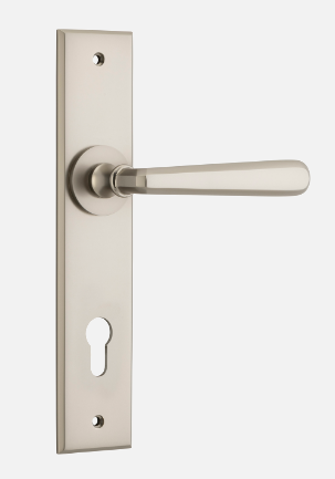 Iver Copenhagen Door Lever 14880 Chamfered Backplate Satin Nickel - Passage ,Privacy & Entrance