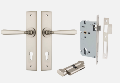 Iver Copenhagen Door Lever 14880 Chamfered Backplate Satin Nickel - Passage ,Privacy & Entrance