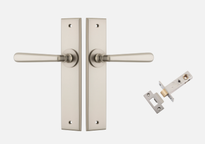 Iver Copenhagen Door Lever 14880 Chamfered Backplate Satin Nickel - Passage ,Privacy & Entrance