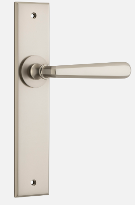 Iver Copenhagen Door Lever 14880 Chamfered Backplate Satin Nickel - Passage ,Privacy & Entrance