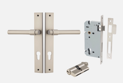 Iver Helsinki Door Lever 14896 Rectangular Backplate Satin Nickel - Passage ,Privacy & Entrance