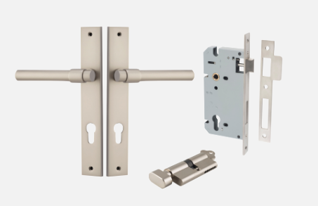 Iver Helsinki Door Lever 14896 Rectangular Backplate Satin Nickel - Passage ,Privacy & Entrance
