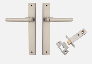 Iver Helsinki Door Lever 14896 Rectangular Backplate Satin Nickel - Passage ,Privacy & Entrance