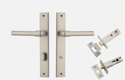 Iver Helsinki Door Lever 14896 Rectangular Backplate Satin Nickel - Passage ,Privacy & Entrance