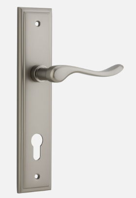 Iver Stirling Door Lever 14926 Stepped Backplate Satin Nickel - Passage ,Privacy & Entrance