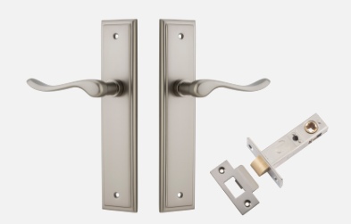 Iver Stirling Door Lever 14926 Stepped Backplate Satin Nickel - Passage ,Privacy & Entrance