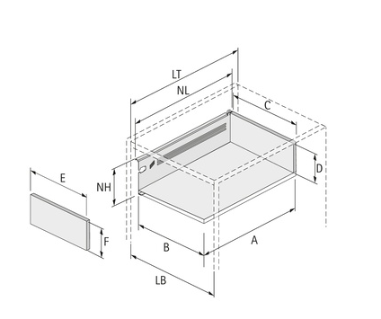 Hettich Germany MultiTech Drawer Set, System, Height 118mm- White With 2 Front Connectors / Nominal Length 250mm ,350mm ,400mm ,450mm ,500mm & 550mm