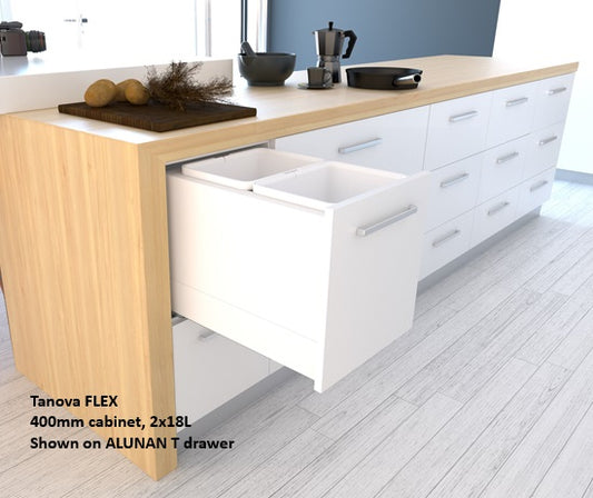 Tanova FLEX Drawer Insert Systems for 400mm Cabinets - 2 Buckets White and Umbra Grey