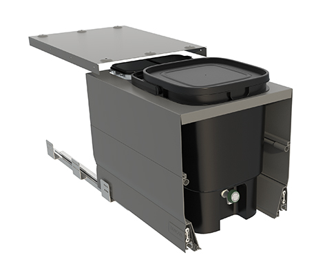 Tanova NZ Designer Series Soft Close Pull Out Bokashi Unit - 400mm Cabinet - Umbra Grey & Black
