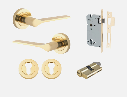 Iver Como Door Lever 0360 Round Rose Polished Brass - Passage ,Privacy & Entrance