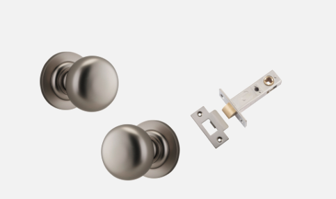 Iver Cambridge Door Knob 0209 Round Rose Satin Nickel - Passage kit , privacy kit & Entrance Kit (Dual Function 5 pin and Key Thumb 6 Pin)