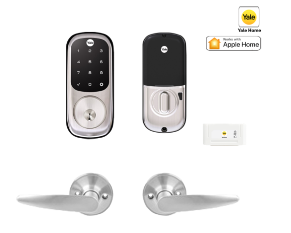 YALE ASSURE KEYED SMART-READY LOCK WITH HAWTHRON LEVER MATT BLACK & SATIN NICKEL