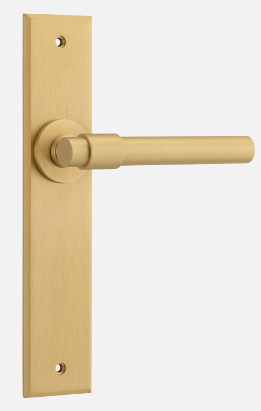Iver Helsinki Door Lever 15404 Chamfered Backplate Brushed Brass - Passage ,Privacy & Entrance